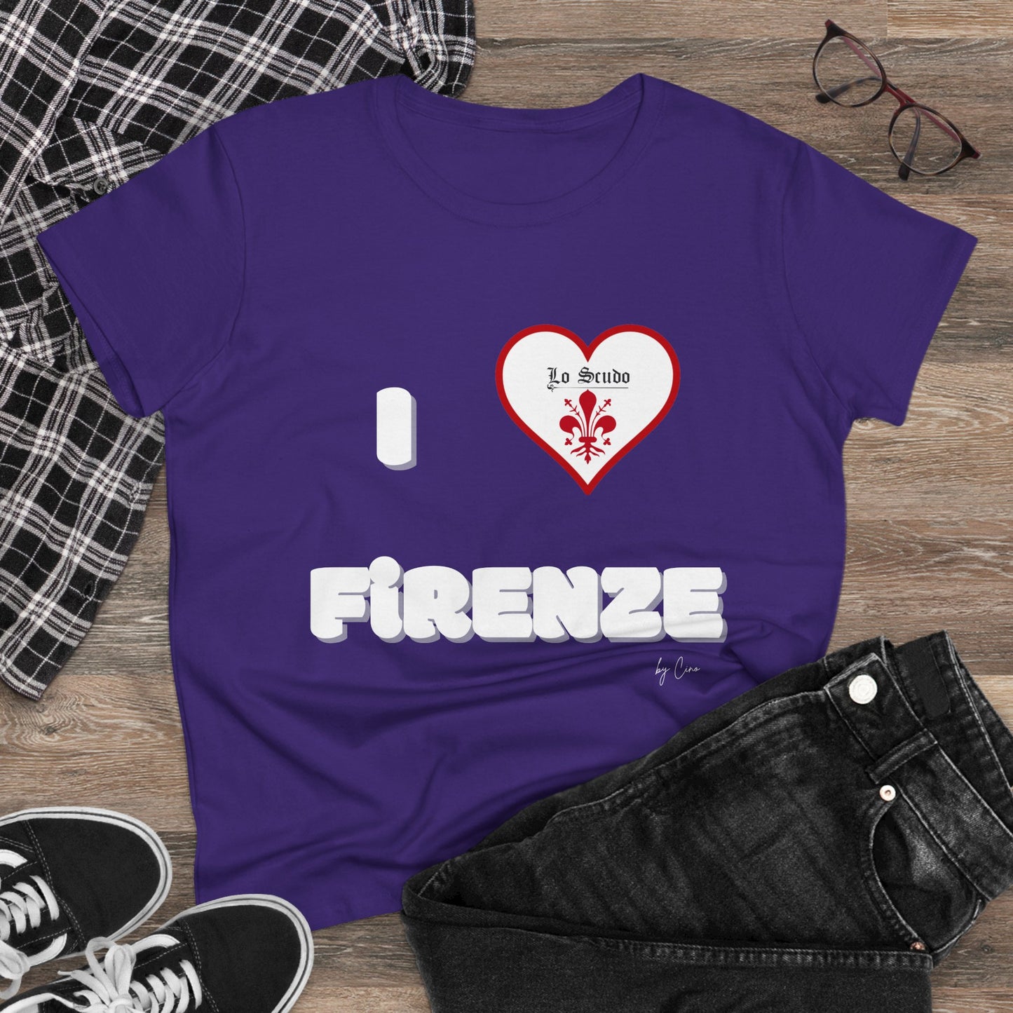 I LOVE FIRENZE Lo Scudo Woman's T-shirt by Cino  USA SHIPPING