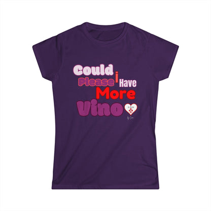 MORE VINO Women's Softstyle Lo Scudo T-Shirt by Cino USA SHIPPING - Perfect Gift for Wine Lovers