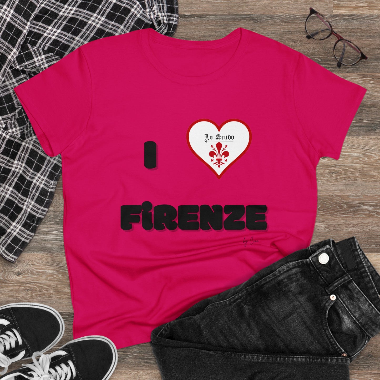 I LOVE FIRENZE Lo Scudo Woman's T-shirt by Cino  USA SHIPPING