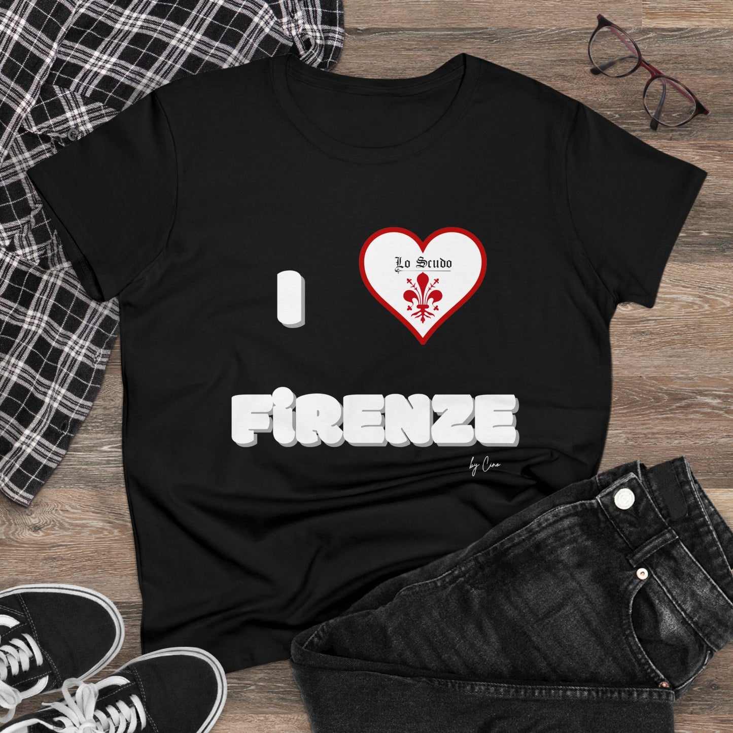 I LOVE FIRENZE Lo Scudo Woman's T-shirt by Cino  USA SHIPPING