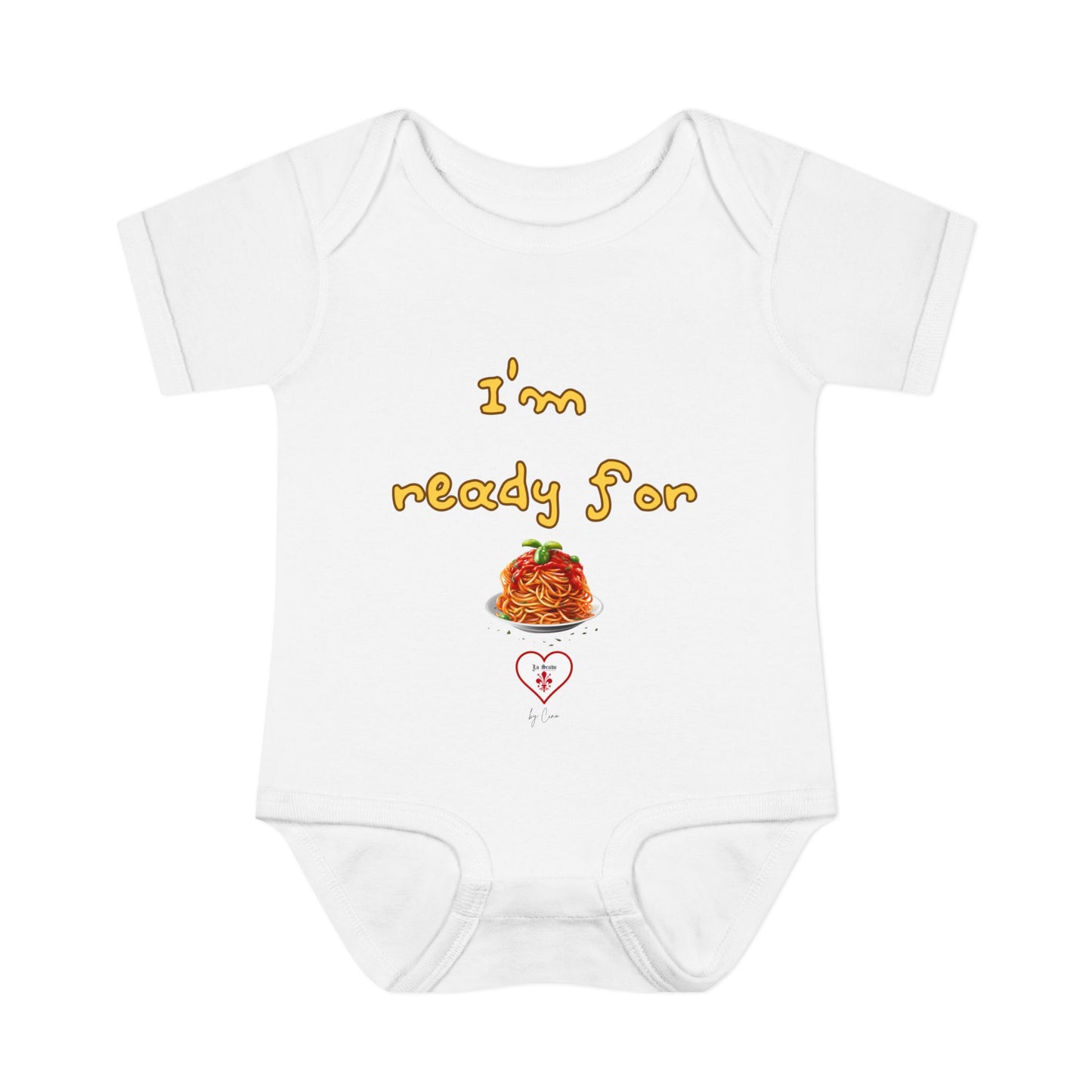 Cute  ''I’m Ready For Pasta" Baby Lo Scudo Bodysuit by Cino | 3-24 Months USA SHIPPING