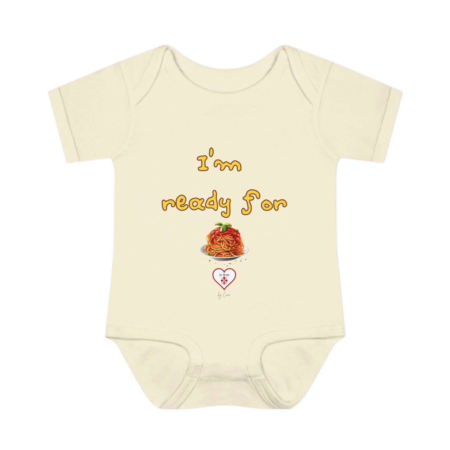 Cute  ''I’m Ready For Pasta" Baby Lo Scudo Bodysuit by Cino | 3-24 Months USA SHIPPING