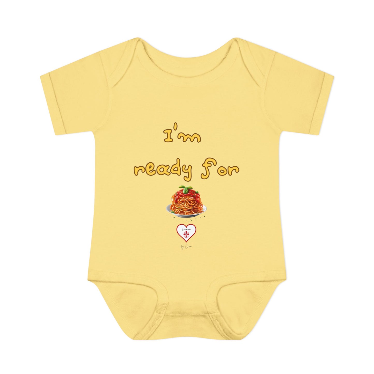 Cute  ''I’m Ready For Pasta" Baby Lo Scudo Bodysuit by Cino | 3-24 Months USA SHIPPING