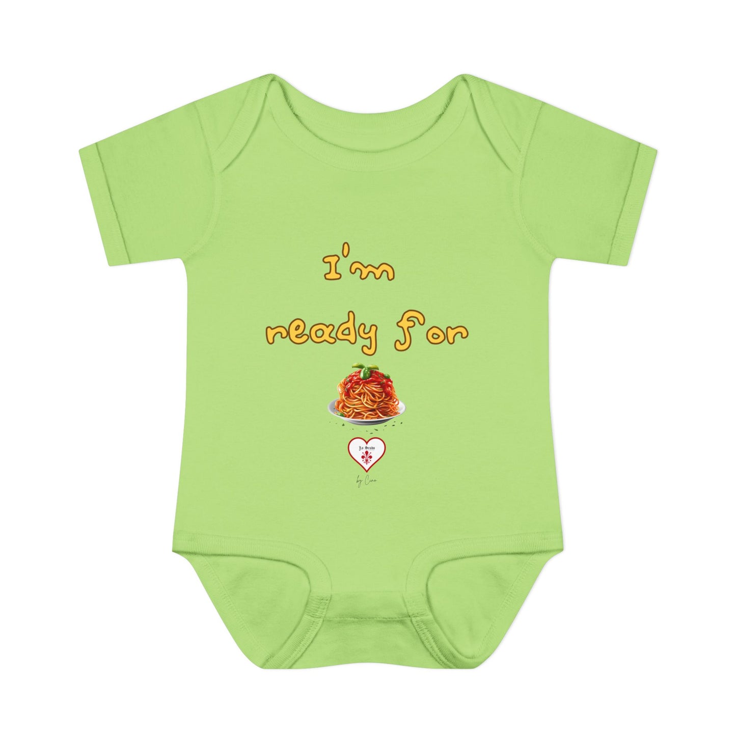 Cute  ''I’m Ready For Pasta" Baby Lo Scudo Bodysuit by Cino | 3-24 Months USA SHIPPING