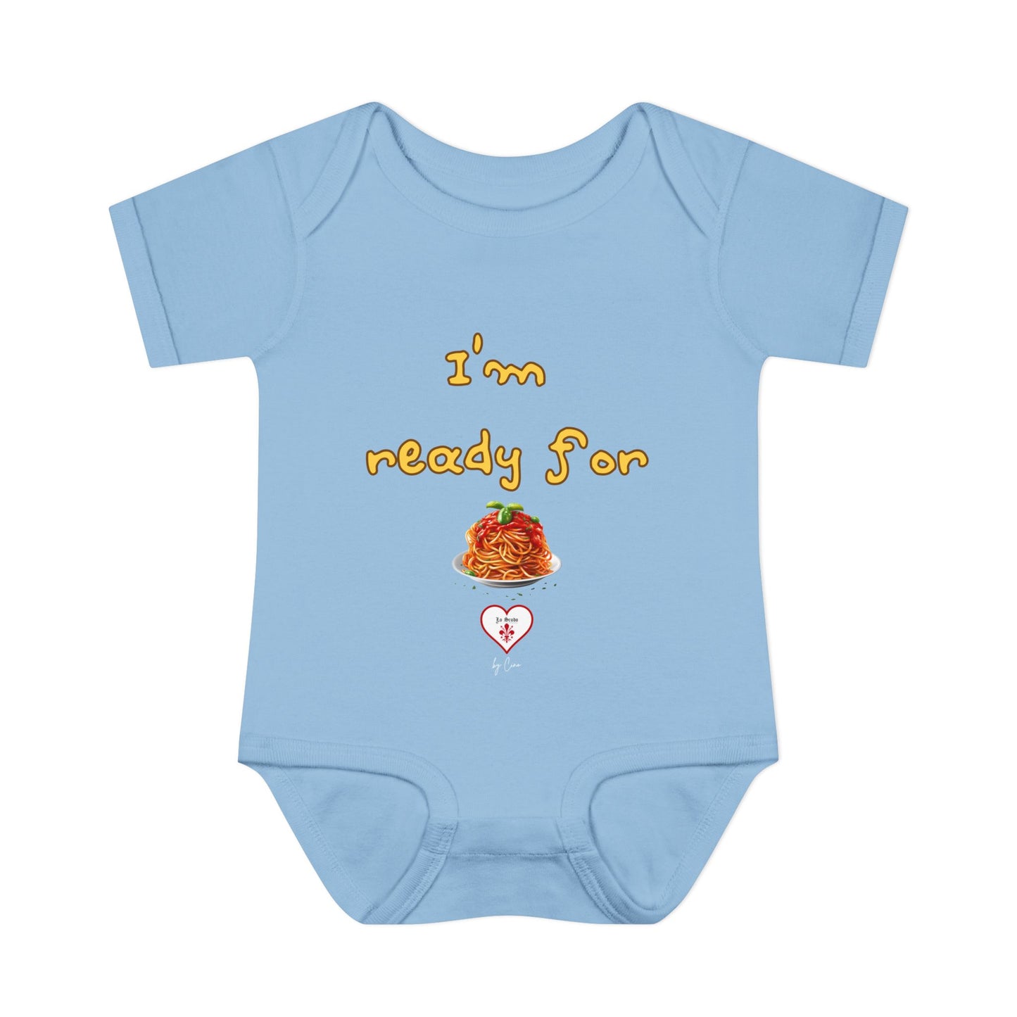 Cute  ''I’m Ready For Pasta" Baby Lo Scudo Bodysuit by Cino | 3-24 Months USA SHIPPING