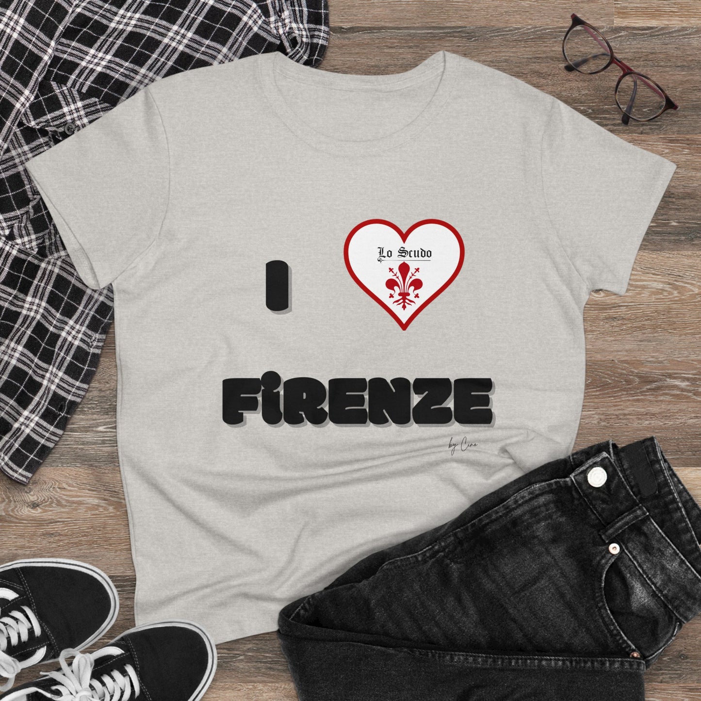 I LOVE FIRENZE Lo Scudo Woman's T-shirt by Cino  USA SHIPPING