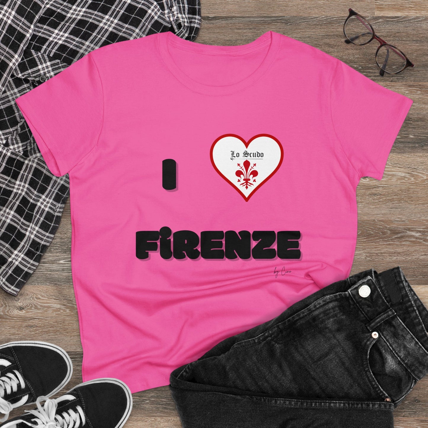 I LOVE FIRENZE Lo Scudo Woman's T-shirt by Cino  USA SHIPPING