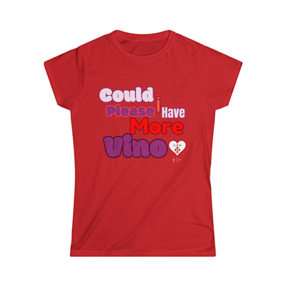 MORE VINO Women's Softstyle Lo Scudo T-Shirt by Cino USA SHIPPING - Perfect Gift for Wine Lovers