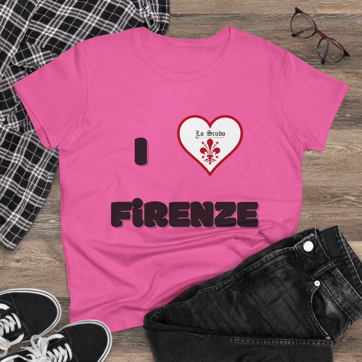 I LOVE FIRENZE Lo Scudo Woman's T-shirt by Cino  USA SHIPPING