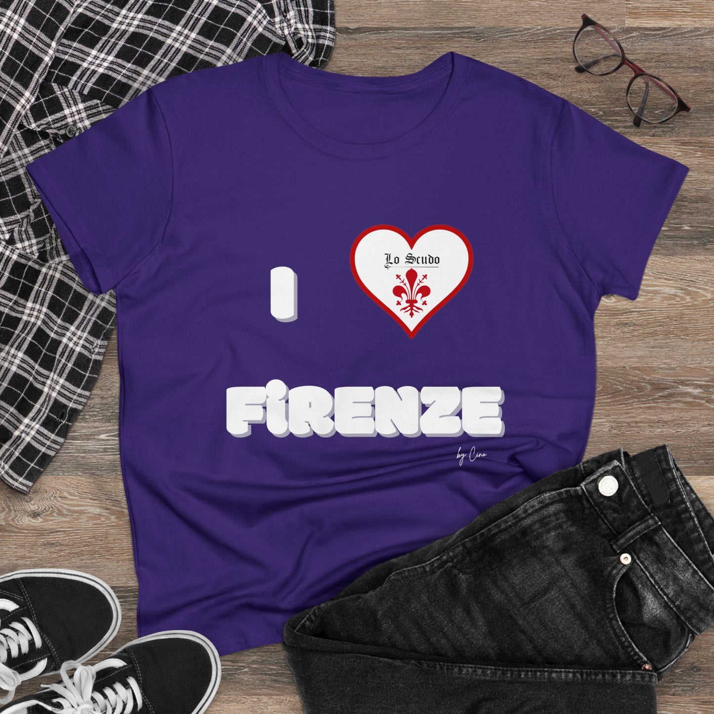 I LOVE FIRENZE Lo Scudo Woman's T-shirt by Cino  USA SHIPPING