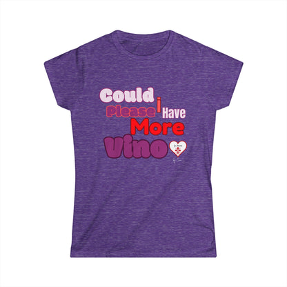 MORE VINO Women's Softstyle Lo Scudo T-Shirt by Cino USA SHIPPING - Perfect Gift for Wine Lovers