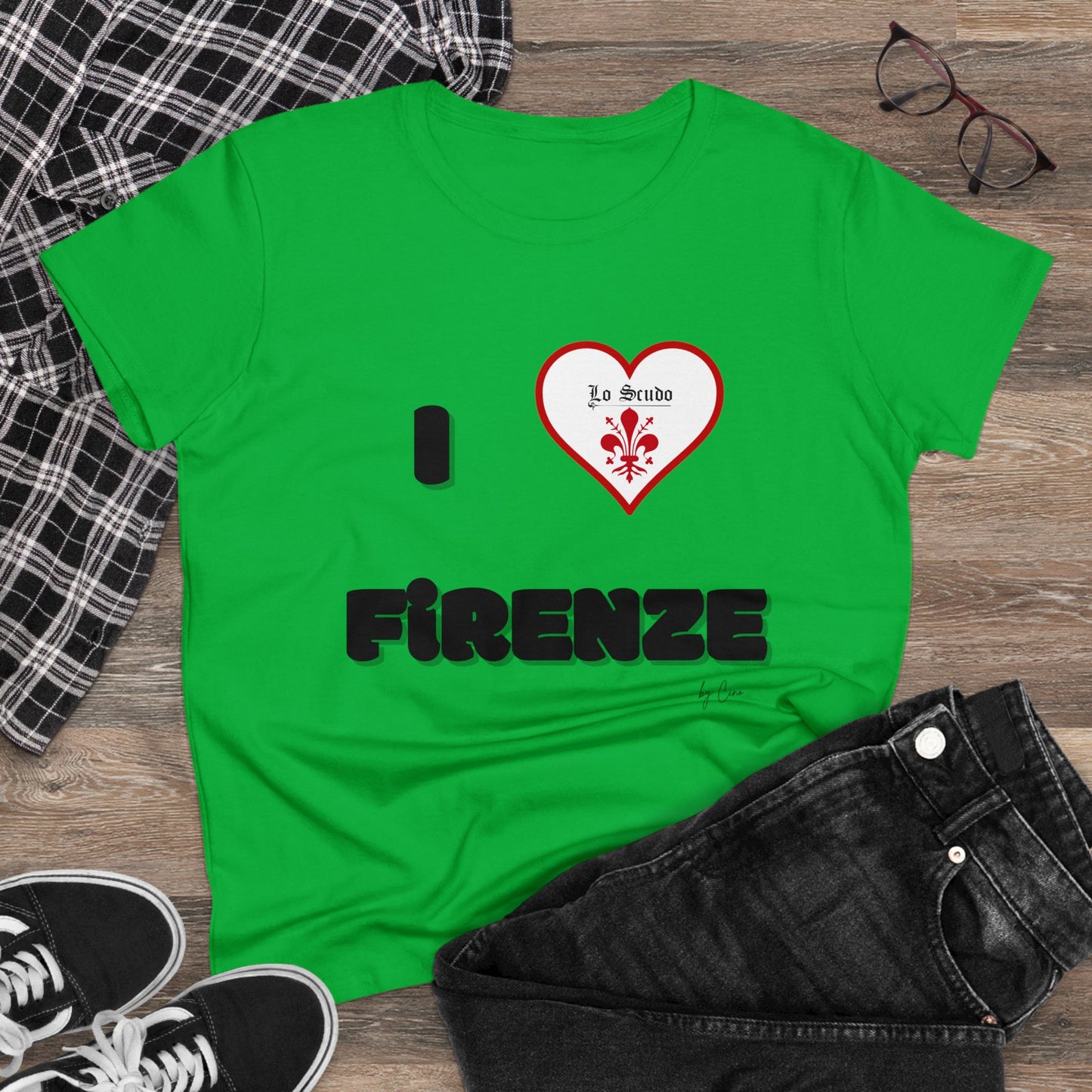 I LOVE FIRENZE Lo Scudo Woman's T-shirt by Cino  USA SHIPPING