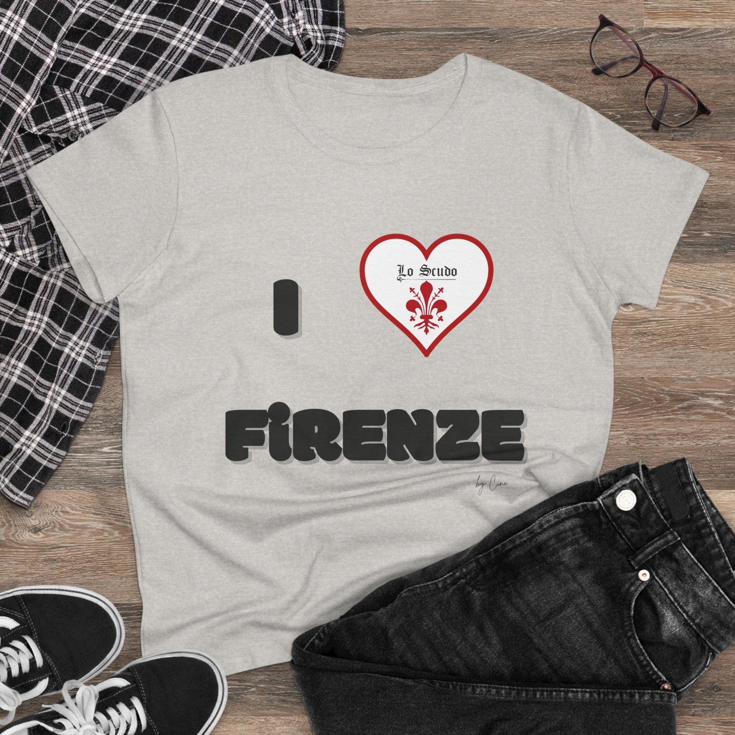 I LOVE FIRENZE Lo Scudo Woman's T-shirt by Cino  USA SHIPPING